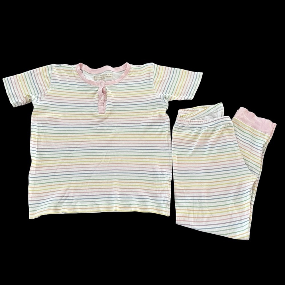 The Beaufort Bonnet Company Girls 12 Pastel Rainbow Stripe Pajama Set Pima